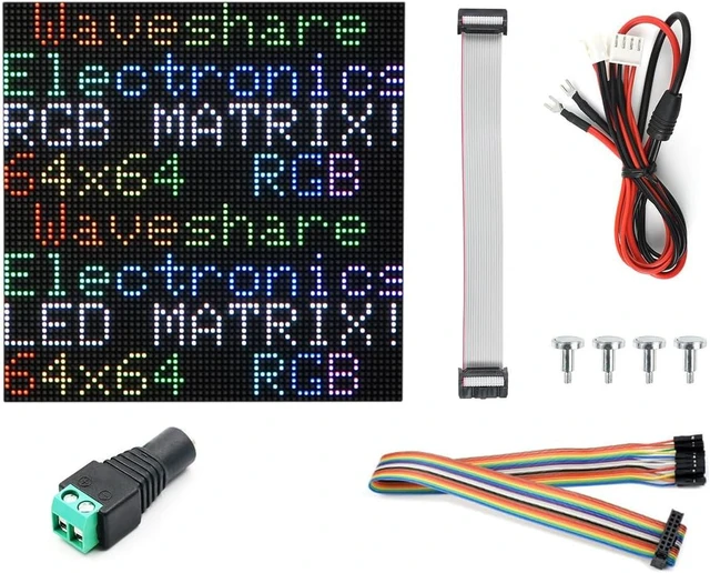 Main image of Waveshare RGB Full-Color LED Matrix Panel, 2.5mm Pitch, 64×64 Pixels, Adjustable Brightness, Compatible with Raspberry Pi 5/4B/3B/Zero/Zero W/Zero 2W/Pico/Pico W/Pico WH