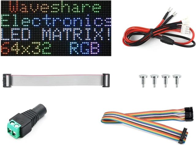 Main image of waveshare RGB Full-Color LED Matrix Panel, 2.5mm Pitch, 64×32 Pixels, Adjustable Brightness, Compatible with Raspberry Pi 5/4B/3B/Zero/Zero W/Zero 2W/Pico/Pico W/Pico WH