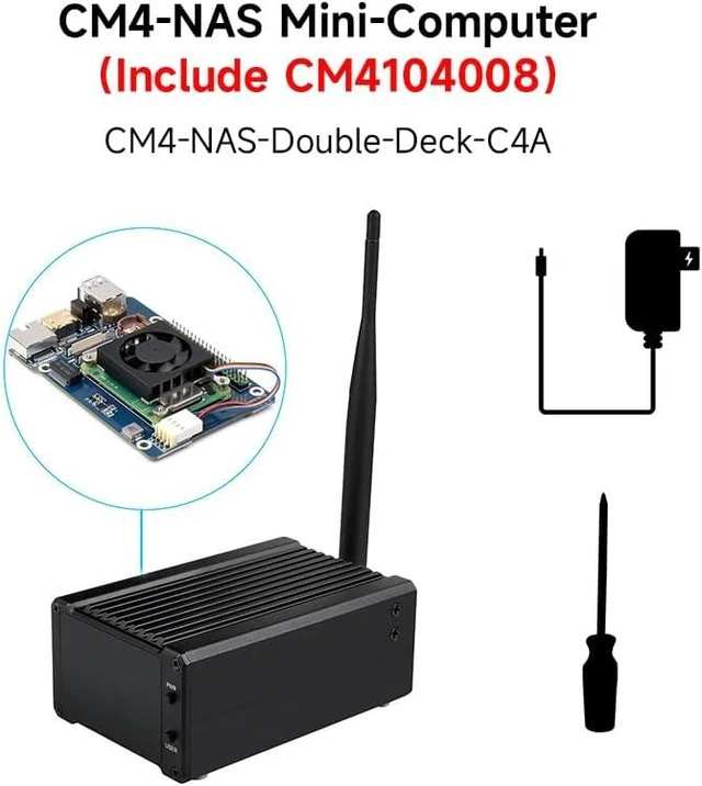 Alt view image 2 of 7 - Waveshare Network Attached Storage All-In-One Mini-Computer, Compatible with Raspberry Pi Compute Module 4, Personal Network Storage Server, Including CM4104008 Module