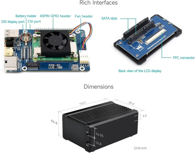 Alt view image 6 of 7 - Waveshare Network Attached Storage All-In-One Mini-Computer, Compatible with Raspberry Pi Compute Module 4, Personal Network Storage Server, Including CM4104008 Module