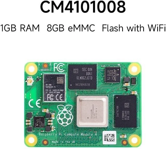 Alt view image 2 of 2 - Waveshare CM4 Series, Comes with Ofiicial CM4101008, Antenna and Heatsink | Compatible with Raspberry Pi Compute Module 4, with Wireless / 1GB RAM / 8GB eMMC FLASH, High speed, large RAM, low power