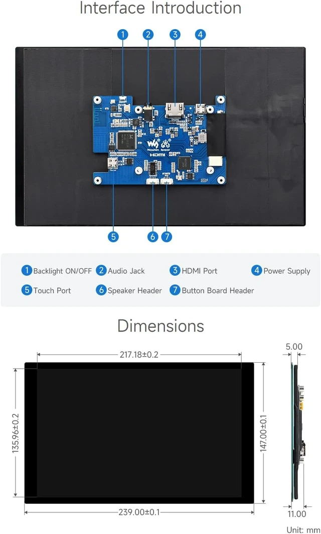 Alt view image 6 of 7 - waveshare 10.1inch Capacitive Touch LCD IPS Display, 1280×800 Resolution, HDMI Interface, Compatible with Raspberry Pi 5/4B/3B/Zero/Zero W/Zero 2W/Pico/Pico W/Pico WH, Support Jetson Nano/PC