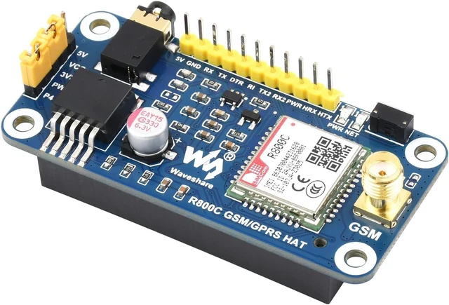 Main image of Waveshare R800C GSM/GPRS HAT Compatible with Raspberry Pi and Jetson Nano, Support 2G Communication Phone Call and SMS