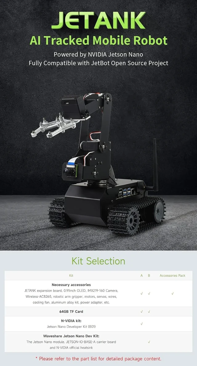 Alt view image 3 of 7 - Waveshare JETANK AI Kit, AI Tracked Mobile Robot, AI Vision Robot, Includes Waveshare Jetson Nano Dev Kit 4GB (NOT Support Nano 2GB)
