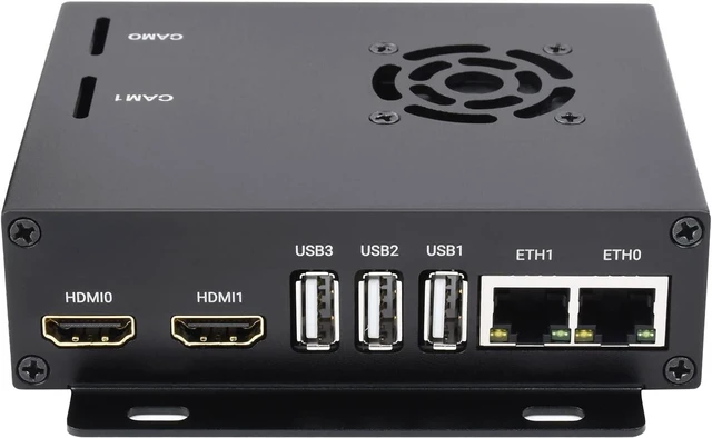 Main image of Waveshare WIFI6 Dual ETH Mini-Computer Compatible with Raspberry Pi Compute Module 4 (NOT Included), Onboard M.2 E Key Slot