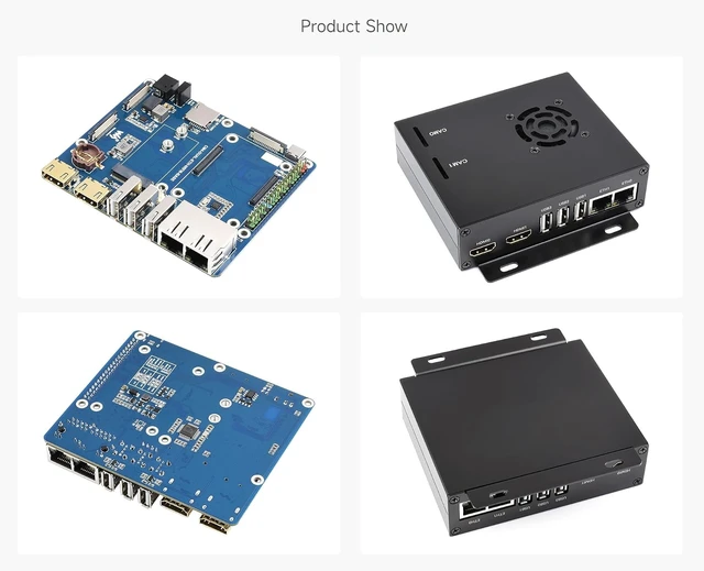 Alt view image 7 of 7 - Waveshare WIFI6 Dual ETH Mini-Computer Compatible with Raspberry Pi Compute Module 4 (NOT Included), Onboard M.2 E Key Slot