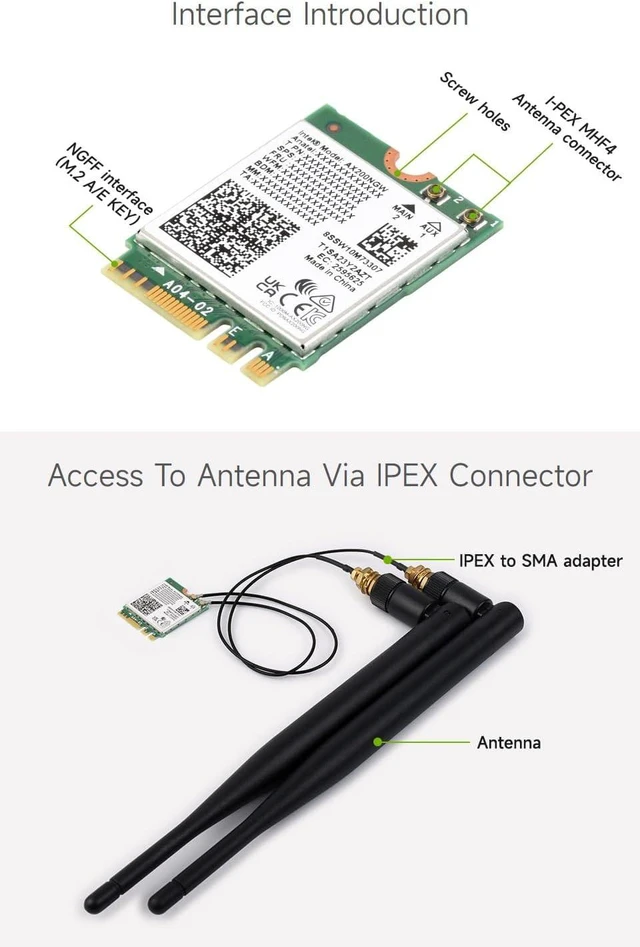 Alt view image 7 of 7 - Waveshare Wireless AX200 NIC, Giga-bit Dual-Band Wi-Fi 6, 802.11AX Standard