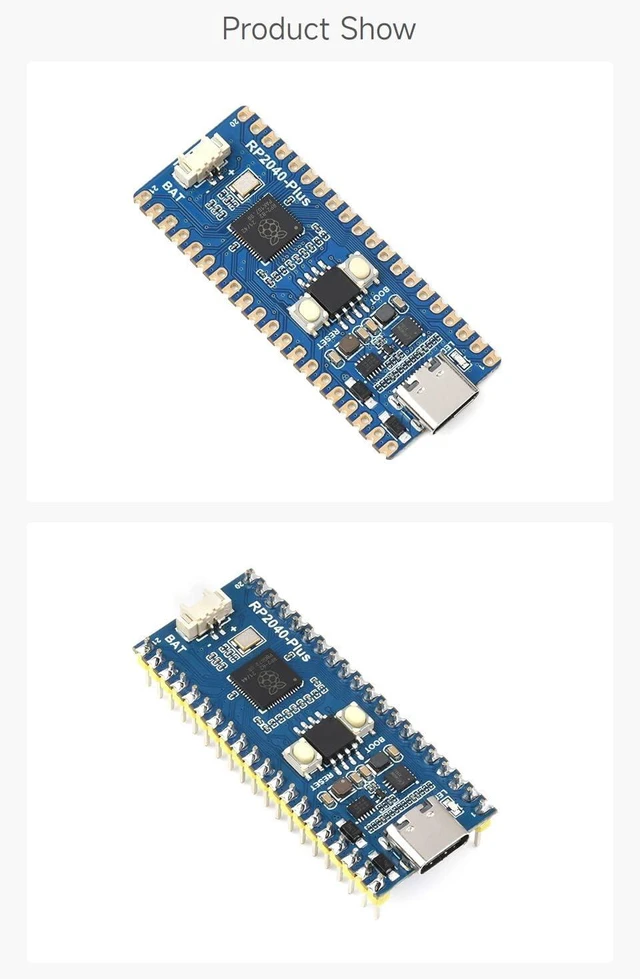 Alt view image 6 of 6 - Waveshare RP2040-Plus, A Low-Cost, High-Performance Pico-Like MCU Board Based On Raspberry Pi Microcontroller RP2040 16MB