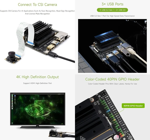 Alt view image 5 of 7 - Waveshare Jetson Nano Development/Expansion Kit Lite Version, Optional Jetson Nano Core Module, with an 8 Megapixel (3280 x 2464) High-Definition Camera