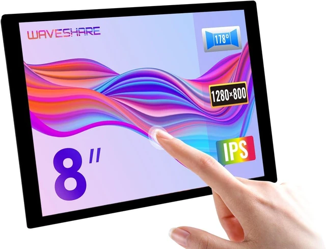 Main image of waveshare 8inch Capacitive Touch Display Compatible with Raspberry Pi 5/4B/3B+/3A+ and CM3/3+/4 1280×800 Resolution IPS DSI Interface