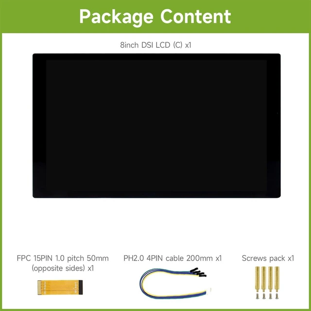 Alt view image 2 of 7 - waveshare 8inch Capacitive Touch Display Compatible with Raspberry Pi 5/4B/3B+/3A+ and CM3/3+/4 1280×800 Resolution IPS DSI Interface