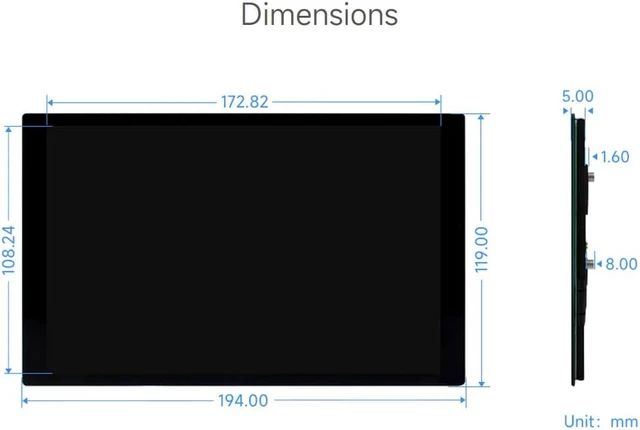 Alt view image 7 of 7 - waveshare 8inch Capacitive Touch Display Compatible with Raspberry Pi 5/4B/3B+/3A+ and CM3/3+/4 1280×800 Resolution IPS DSI Interface