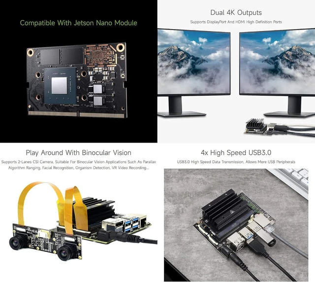 Alt view image 5 of 7 - Waveshare Jetson Nano Development/Expansion Kit Alternative Solution of B01-Kit C Includes Jetson-IO-Base-A+Nano Module+Heatsink+7inch LCD+Cables+Adapter+Cooling Fan+Power Adapter+Camera(13 Items)