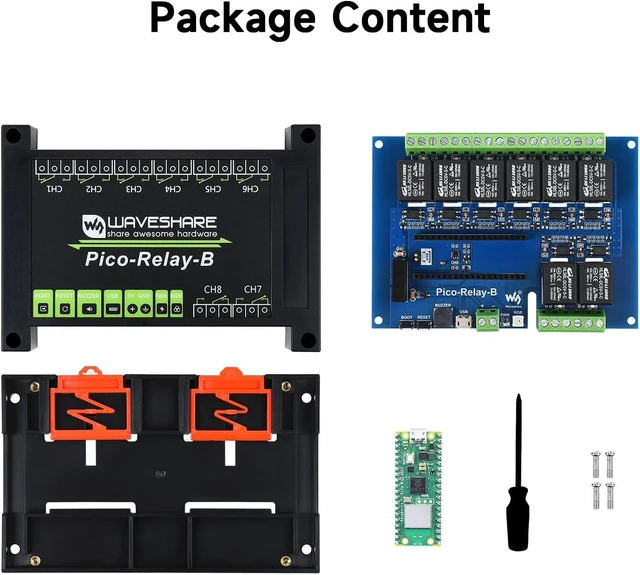 Alt view image 2 of 7 - Waveshare Pi Pico W Microcontroller Board, Built-in WiFi, Based On Official RP2040 Dual-Core Processor Includes ABS Protective Case and Pico-Relay-B (5 Items
