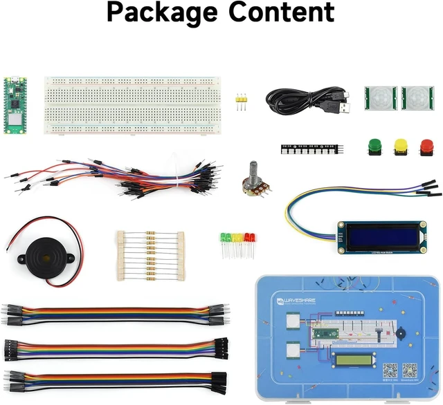 Alt view image 2 of 7 - Waveshare Pi Pico W Microcontroller Board, Built-in WiFi, Based On Official RP2040 Dual-Core Processor Includes Breadboard, Plastic Storage Box, etc. 17 Items