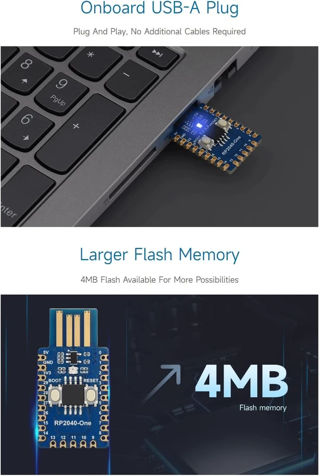 Alt view image 3 of 7 - Waveshare RP2040-One 4MB Flash MCU Board Compatible with Raspberry Pi RP2040