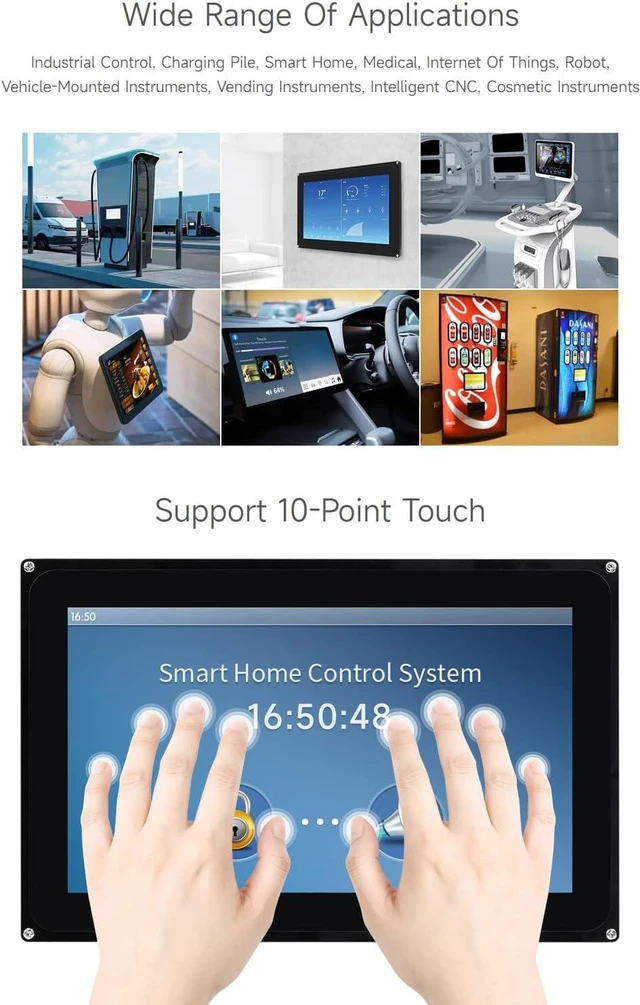 Alt view image 3 of 7 - waveshare 10.1inch Capacitive Touch LCD 1024 × 600 Resolution Toughened Glass IPS Panel