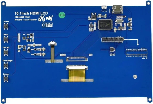 Alt view image 2 of 5 - waveshare 10.1inch Resistive Touch Screen LCD HDMI IPS Display Compatible with Raspberry Pi 4B / 3B+ / 3A+ / 3B / 2B / 1B+ / 1A+ / Zero 2 W/Zero W/Zero and PC 1024×600 Resolution