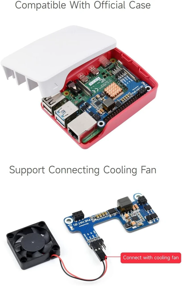 Alt view image 5 of 7 - Waveshare PoE HAT (E) Compatible with Raspberry Pi 3B+/4B 802.3af-Compliant, Fully Isolated Switched-Mode Power Supply (SMPS)