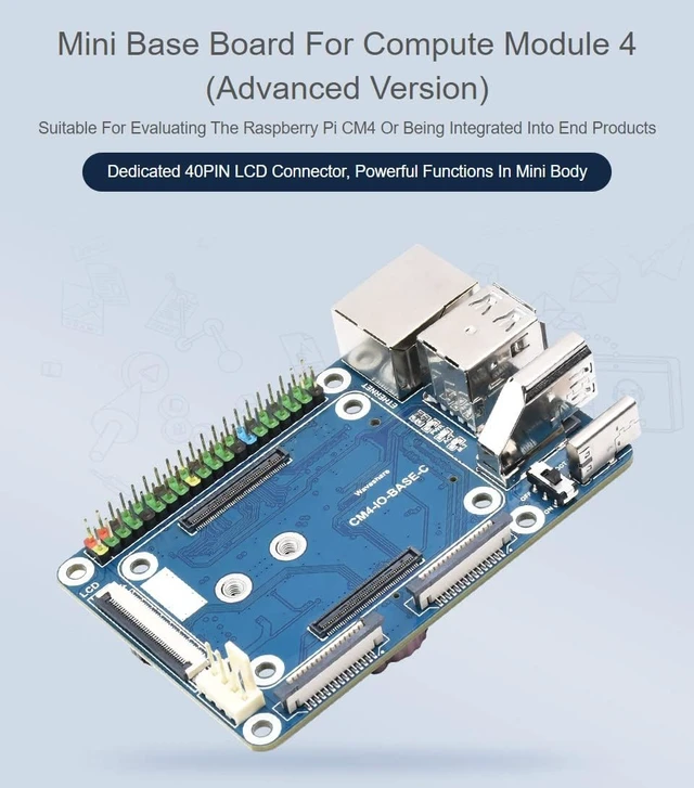 Alt view image 3 of 7 - Waveshare Mini Base Board Type Compatible with Raspberry Pi Compute Module 4