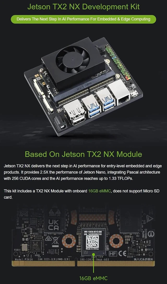 Alt view image 3 of 7 - Waveshare Jetson TX2 NX Development Kit Deep Learning and Edge Computing