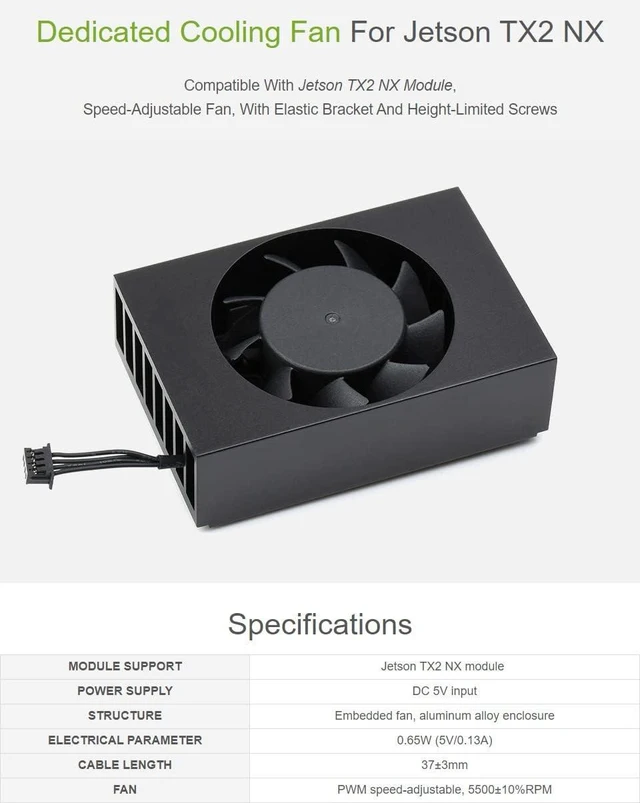 Alt view image 3 of 7 - Waveshare Dedicated Cooling Speed-Adjustable Fan Compatible with Jetson TX2 NX Module with Elastic Bracket and Height-Limited Screws