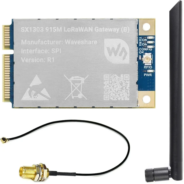 Main image of Waveshare SX1303 915M LoRaWAN Gateway Module Compatible with Raspberry Pi Standard Mini-PCIe Socket, Long Range Transmission, Large Capacity, Multi-Band Support