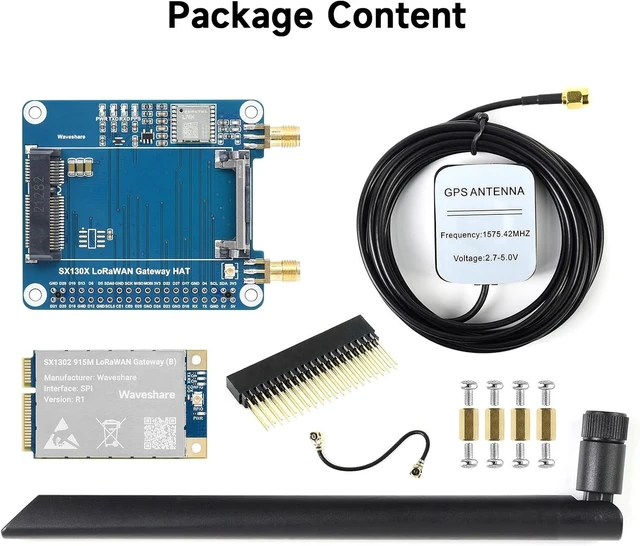Alt view image 2 of 7 - Waveshare SX1302 915M LoRaWAN Gateway HAT Compatible with Raspberry Pi 5/4B/3B/Zero/Zero W/Zero 2W/Pico/Pico W/Pico WH, Standard Mini-PCIe Socket, Long Range Transmission, Multi-Band Support