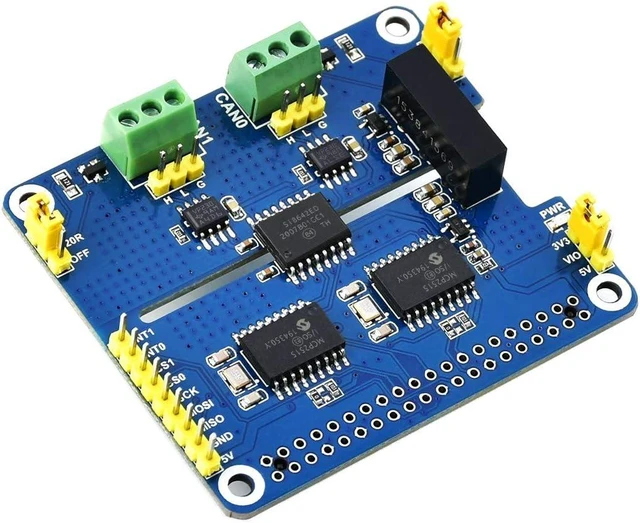 Main image of Waveshare Isolated CAN Expansion Board 2 Channel Compatible with Raspberry Pi 4B/3B+/3B etc. Series Boards