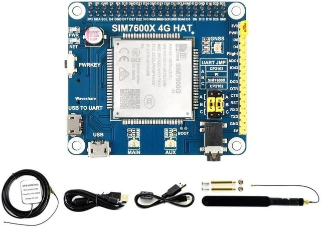 Main image of Waveshare SIM7600G-H 4G HAT Compatible with Raspberry Pi 4B/ 3B+/ 3A+/ 3B/ 2B/ 1B+/ 1A+/ Zero 2 W/Zero W/Zero and Jetson LTE Supports Cat-4 4G/ 3G/ 2G GNSS Positioning Global Band