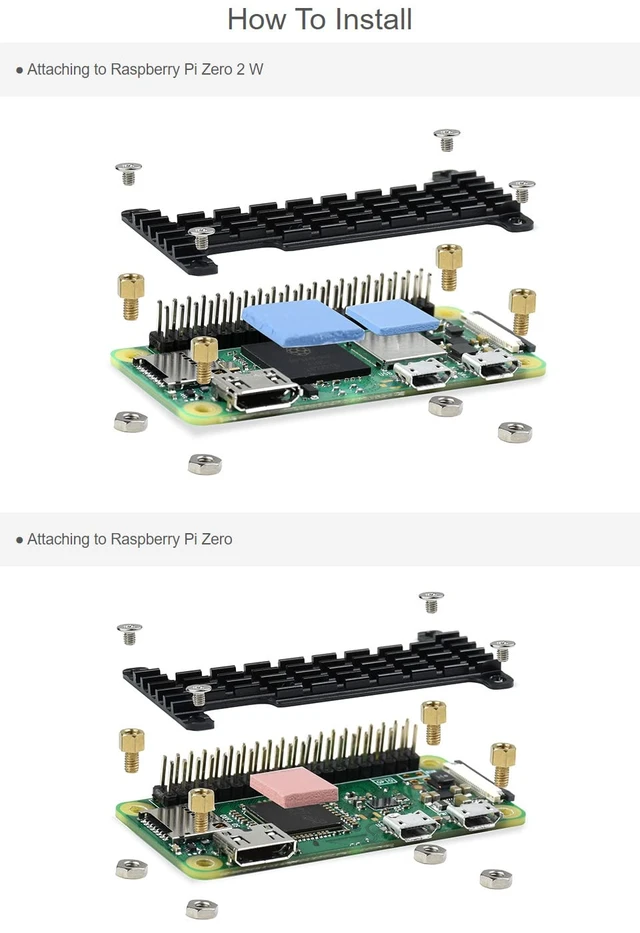 Alt view image 4 of 6 - Waveshare Raspberry Pi Zero Heatsink, Aluminum Heatsink for Raspberry Pi Zero 2 W/Pi Zero 2 WH/Raspberry Pi Zero/Pi Zero W/Pi Zero WH