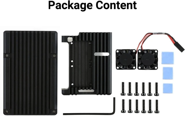 Alt view image 3 of 6 - Waveshare Aluminium Alloy Case Comes with Dual Cooling Fans for Raspberry Pi 4 Model B Dust Resistance Built-in Heat Spreader