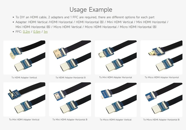 Alt view image 4 of 6 - waveshare DIY HDMI Cable Vertical Mini HDMI Plug Adapter