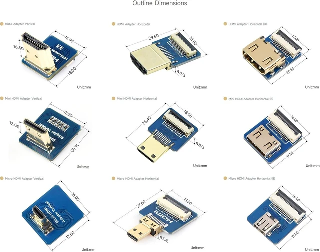 Alt view image 6 of 6 - waveshare DIY HDMI Cable Vertical Mini HDMI Plug Adapter