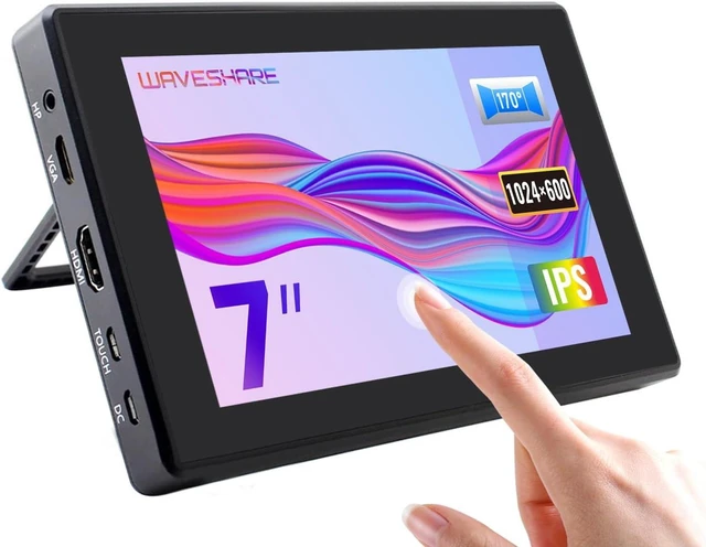 Main image of Waveshare 7inch Capacitive Touch Screen LCD (H) with Case 1024×600 HDMI IPS Display Compatible with Raspberry Pi 4B /3B+ /3A+ /3B /2B /1B+ /1A+ /Zero 2 W/Zero W/Zero Jetson Nano and PC Game Console
