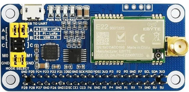 Main image of Waveshare SX1262/SX1268 LoRa HAT, Compatible with Raspberry Pi 5/4B/3B/Zero/Zero W/Zero 2W/Pico/W/WH, UART Interface, SX1262 868M LoRa HAT