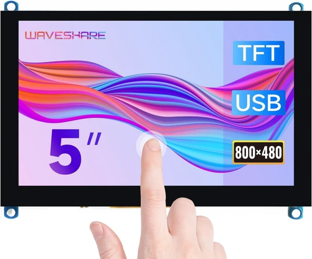 Main image of waveshare 5inch Capacitive Touch Screen LCD (H) HDMI Display 800×480 Compatible with Raspberry Pi 5/4B/3B/Zero/Zero W/Zero 2W/Pico/Pico W/Pico WH