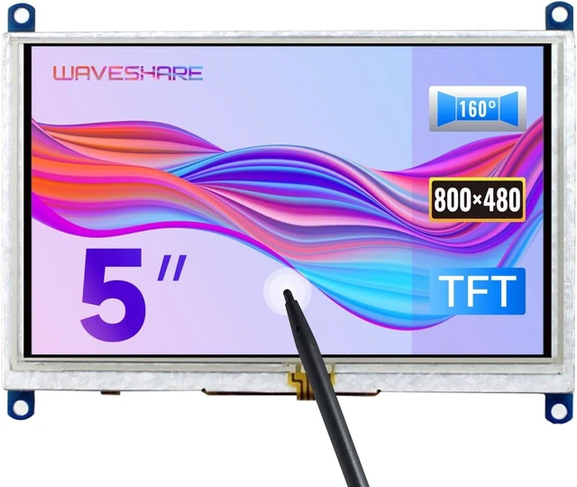 Main image of waveshare 5 Inch Resistive Touch Screen LCD(B) 800X480 High Resolution HDMI USB Interface for Raspberry Pi/Banana Pi Mainboard/Raspberry Pi 3 Model B/3B+