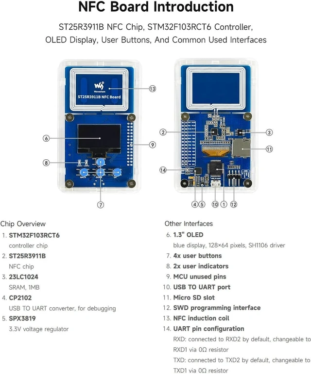 Alt view image 5 of 6 - Waveshare ST25R3911B NFC Evaluation Kit Ideal for Refreshing Passive NFC-Powered E-Papers
