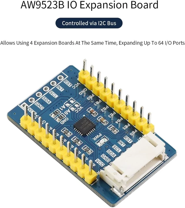 Alt view image 3 of 7 - Waveshare AW9523B IO Board Controlled via I2C Bus Expands 16 I/O Pins