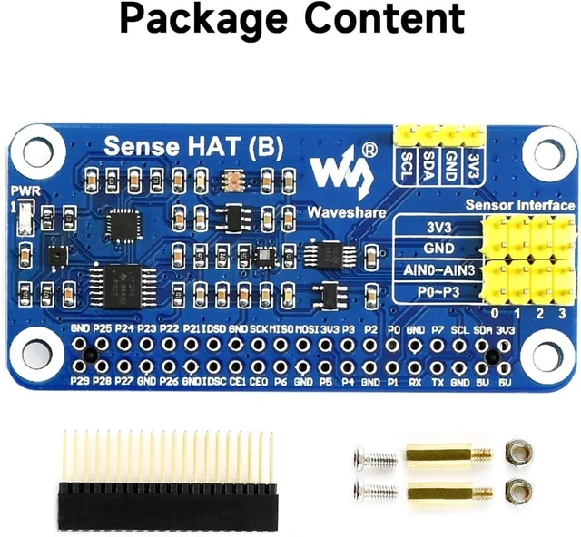 Alt view image 2 of 7 - Waveshare Sense HAT (B) for Raspberry Pi Onboard Multi Powerful Sensors Supports External Sensors