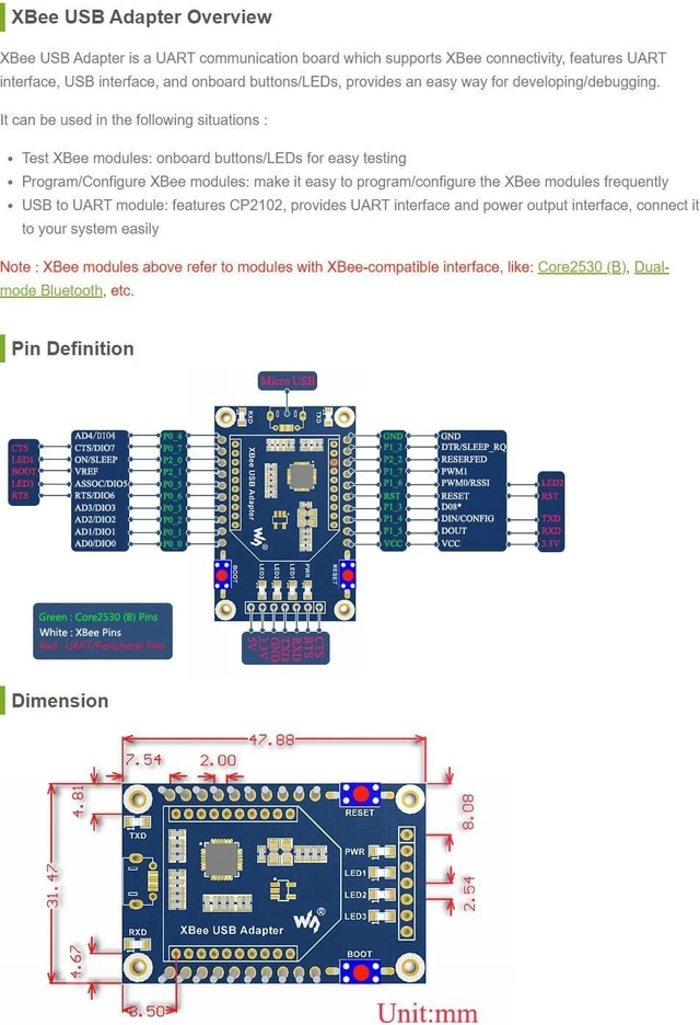 Alt view image 3 of 5 - waveshare UART Communication Board XBee USB Adapter with Xbee Interface USB Interface