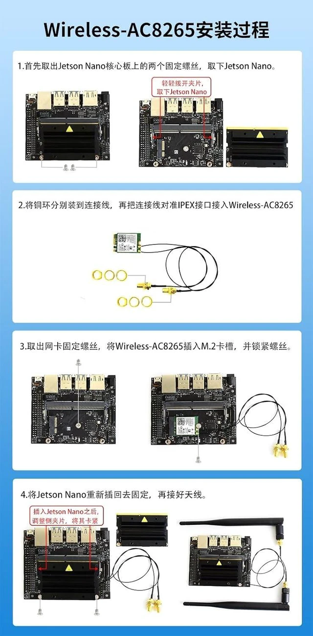 Alt view image 5 of 6 - Waveshare Dual Mode Wireless NIC Module Applicable for Jetson Nano Supports 2.4GHz/5GHz Dual Band WiFi and Bluetooth 4.2