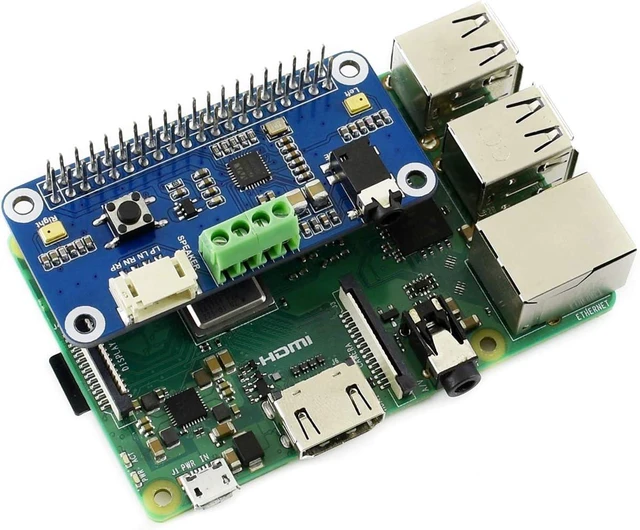 Alt view image 3 of 5 - Waveshare Sound Card HAT Integrates WM8960 Stereo CODEC Compatible with Raspberry Pi