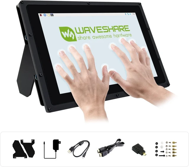 Alt view image 6 of 7 - Waveshare 10.1inch Capacitive Touch Screen LCD, 1280×800, HDMI, IPS | with Case and Toughened Glass Cover, Compatible with Raspberry Pi and PC, Low Power Consumption