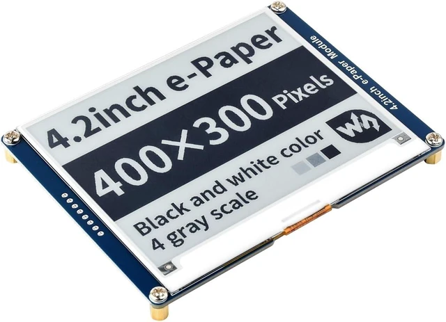 Main image of Waveshare 4.2inch E-Paper Display Module Compatible with Jetson Nano/Raspberry Pi 5/4B/3B+/3A+/3B/2B/1B+/1A+/Zero 2 W/Zero W/Zero 400x300 Resolution Black/White Dual-Color
