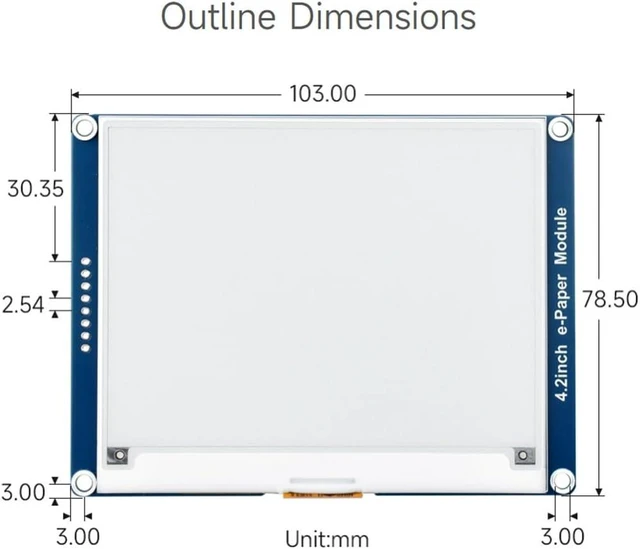 Alt view image 7 of 7 - Waveshare 4.2inch E-Paper Display Module Compatible with Jetson Nano/Raspberry Pi 5/4B/3B+/3A+/3B/2B/1B+/1A+/Zero 2 W/Zero W/Zero 400x300 Resolution Black/White Dual-Color