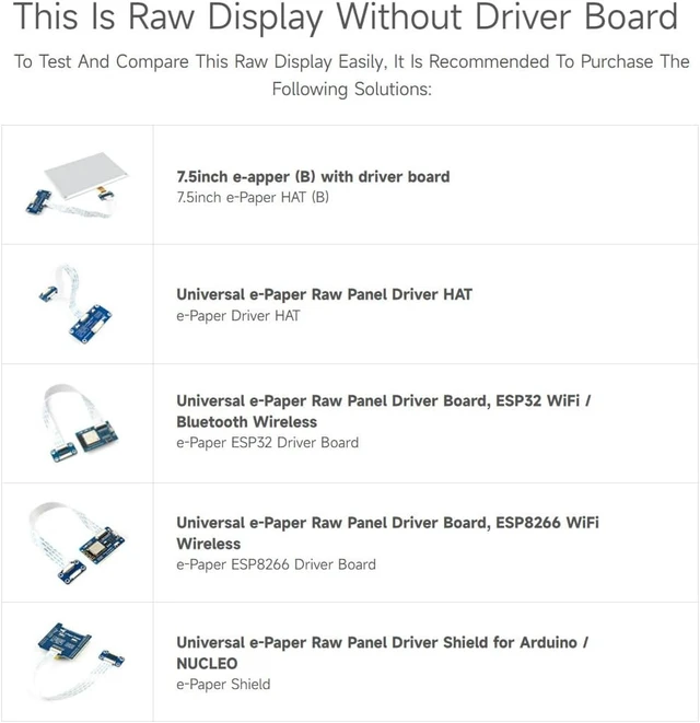 Alt view image 5 of 7 - Waveshare 7.5inch E-Paper, 800×480 Pixels Red/Black/White 3Colors Raw Display(Without PCB) for Price Tags, Shelf Labels, Industrial Instruments