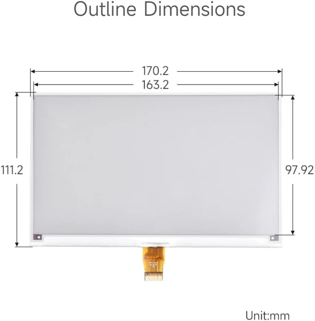 Alt view image 7 of 7 - Waveshare 7.5inch E-Paper, 800×480 Pixels Red/Black/White 3Colors Raw Display(Without PCB) for Price Tags, Shelf Labels, Industrial Instruments
