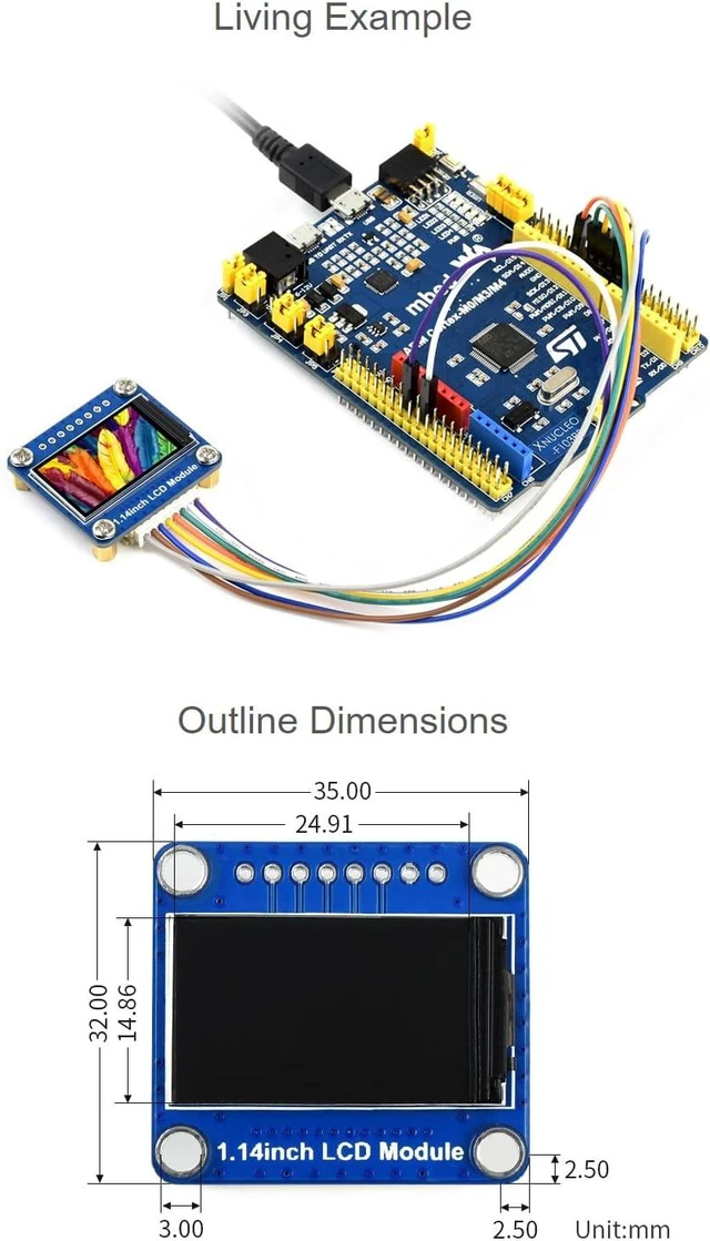 Alt view image 7 of 7 - Waveshare 1.14inch LCD Module, 240×135 Resolution 65K RGB Colors IPS Screen for Raspberry Pi